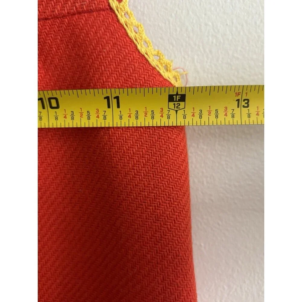 Vintage Kids Girl's 4/5 Wool Saks Fifth Avenue Orange Dress 70s 60s MCM